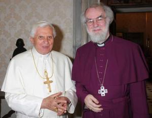 Pope Benedict XVI with the Archbishop of Canterbury, Dr Rowan Williams, at the Vatican